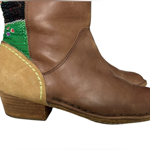 Terra Plana Leather Fabric Calf Boots Boho - Picture 2 of 10